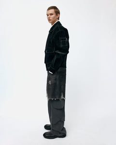 기타 UNISEX RUGGED DENIM-INSET SWEATPANTS apa861u(BLACK)