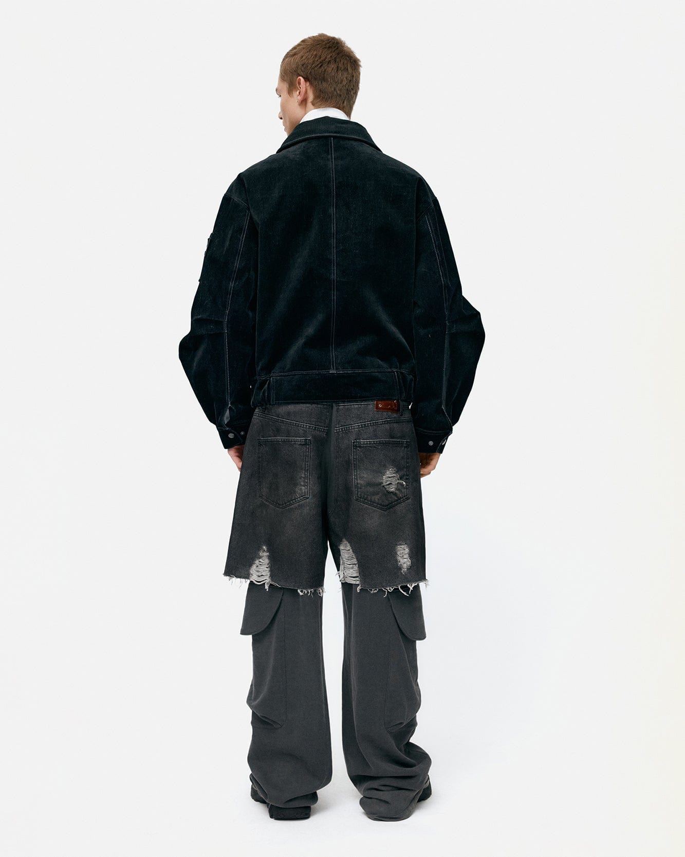 기타 UNISEX RUGGED DENIM-INSET SWEATPANTS apa861u(BLACK)