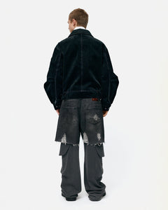 기타 UNISEX RUGGED DENIM-INSET SWEATPANTS apa861u(BLACK)
