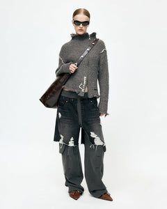 기타 UNISEX RUGGED DENIM-INSET SWEATPANTS apa861u(BLACK)
