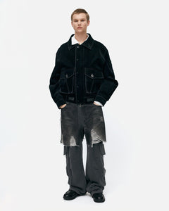 기타 UNISEX RUGGED DENIM-INSET SWEATPANTS apa861u(BLACK)