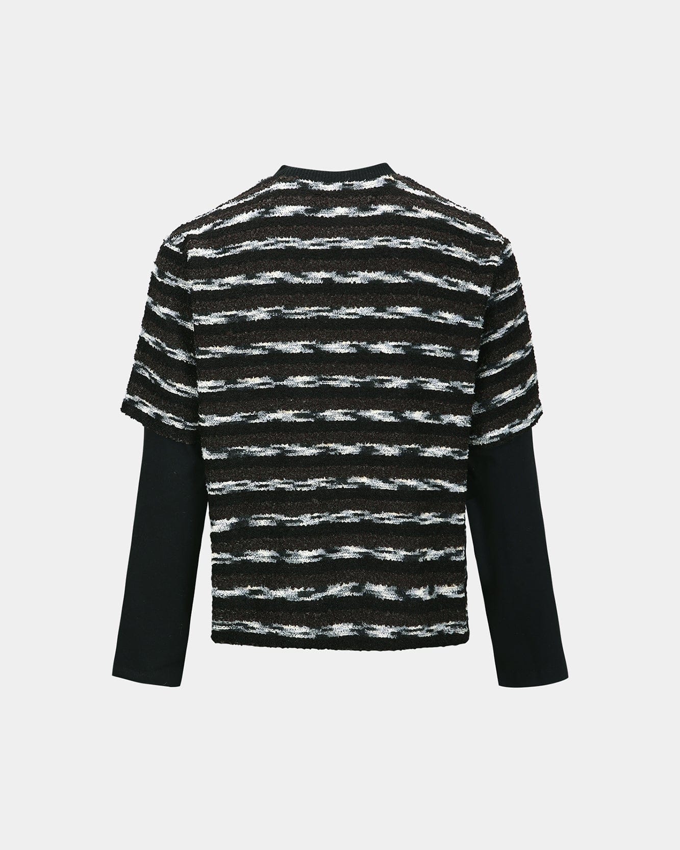 기타 UNISEX STRIPE LAYERED SWEATER atb1373u(BLACK/BROWN)