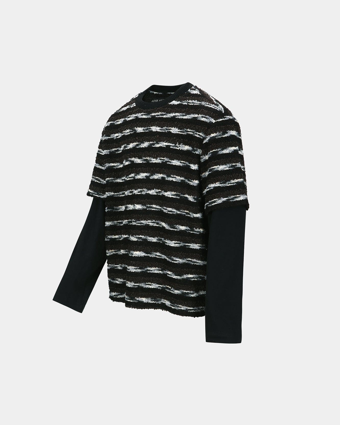 기타 UNISEX STRIPE LAYERED SWEATER atb1373u(BLACK/BROWN)