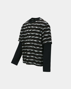기타 UNISEX STRIPE LAYERED SWEATER atb1373u(BLACK/BROWN)