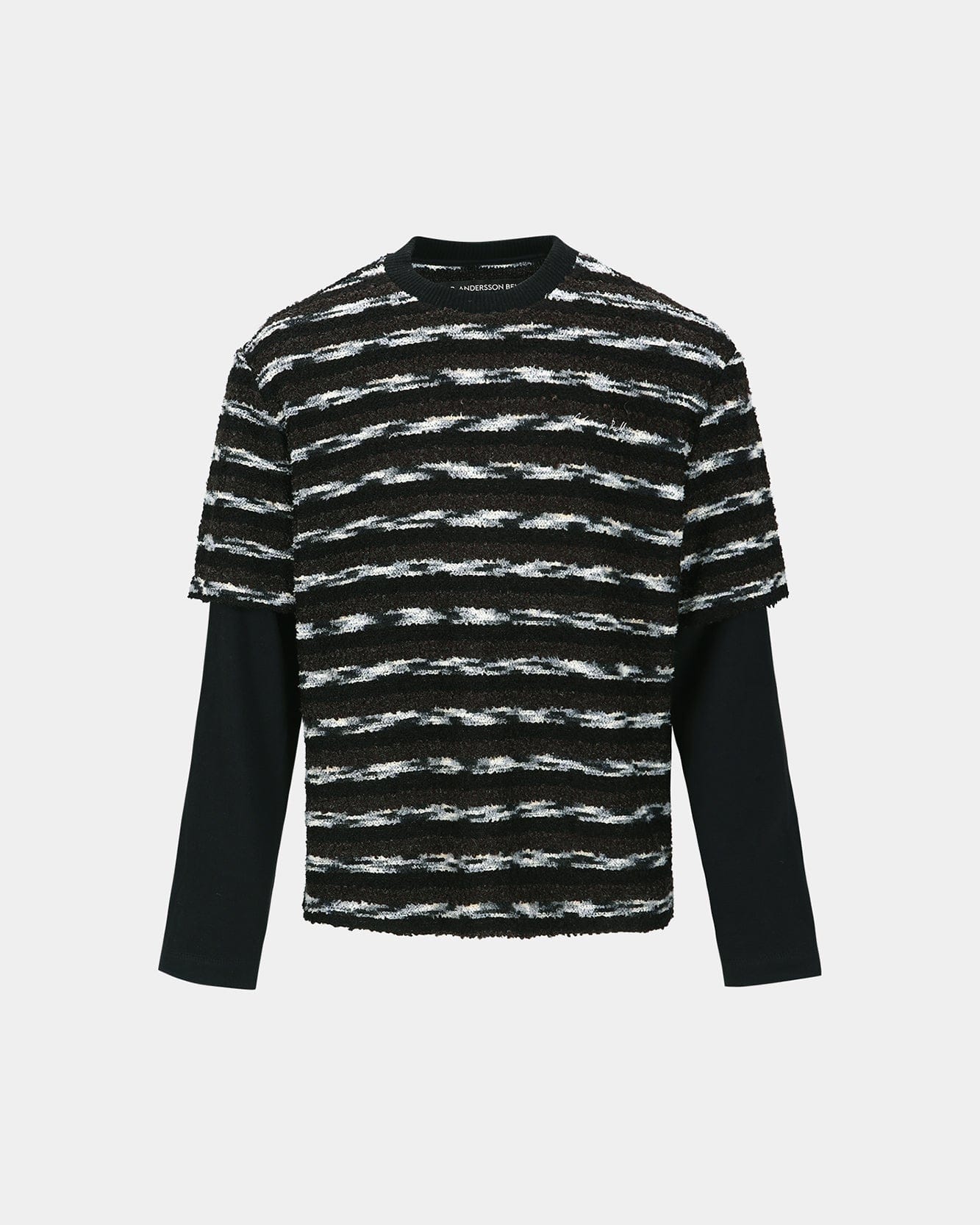 RESTOCK] UNISEX STRIPE LAYERED SWEATER atb1373u(BLACK/BROWN