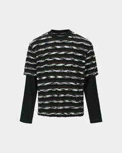 기타 UNISEX STRIPE LAYERED SWEATER atb1373u(BLACK/BROWN)