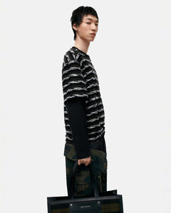 기타 UNISEX STRIPE LAYERED SWEATER atb1373u(BLACK/BROWN)