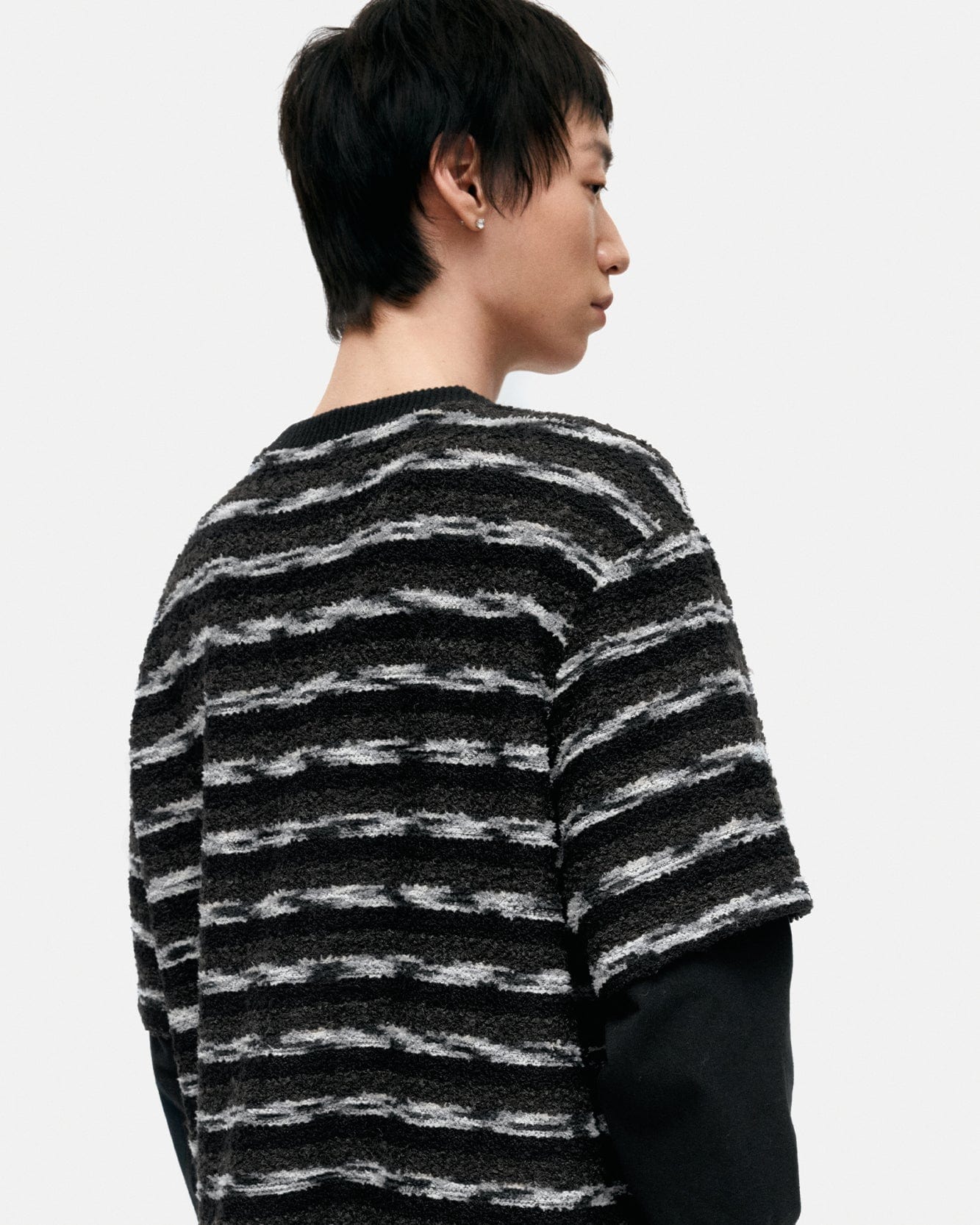 기타 UNISEX STRIPE LAYERED SWEATER atb1373u(BLACK/BROWN)