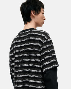 기타 UNISEX STRIPE LAYERED SWEATER atb1373u(BLACK/BROWN)