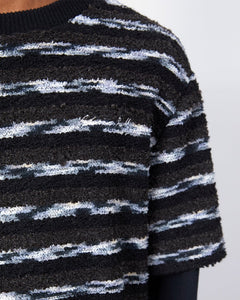 기타 UNISEX STRIPE LAYERED SWEATER atb1373u(BLACK/BROWN)