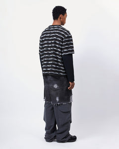 기타 UNISEX STRIPE LAYERED SWEATER atb1373u(BLACK/BROWN)