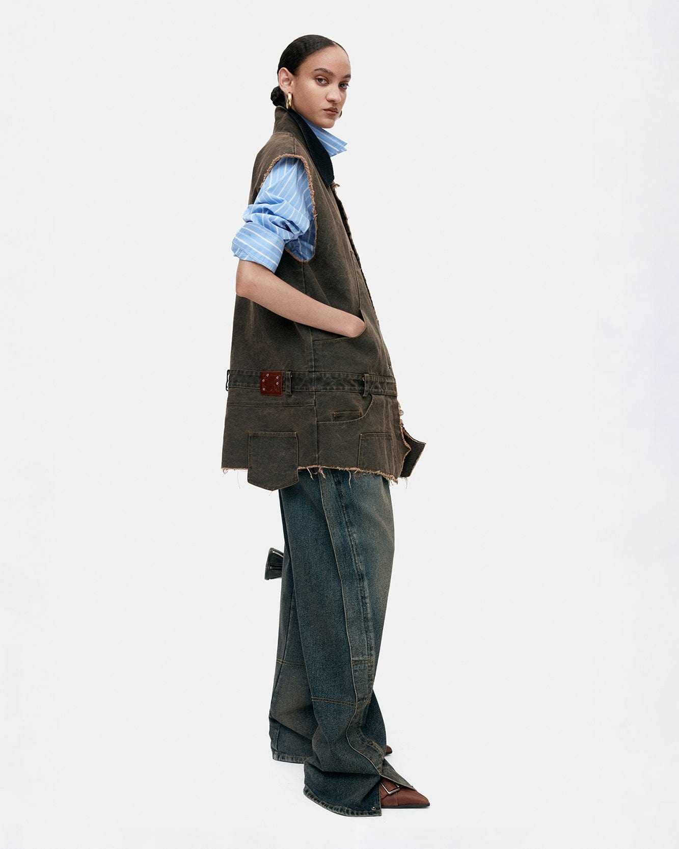 기타 UNISEX TWISTED ZIPPER POCKET JEANS apa841u(DUSTY BLUE)