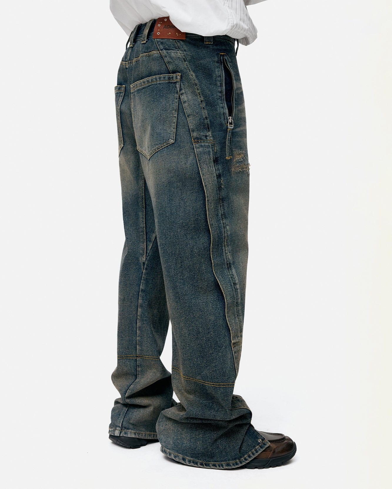 기타 UNISEX TWISTED ZIPPER POCKET JEANS apa841u(DUSTY BLUE)