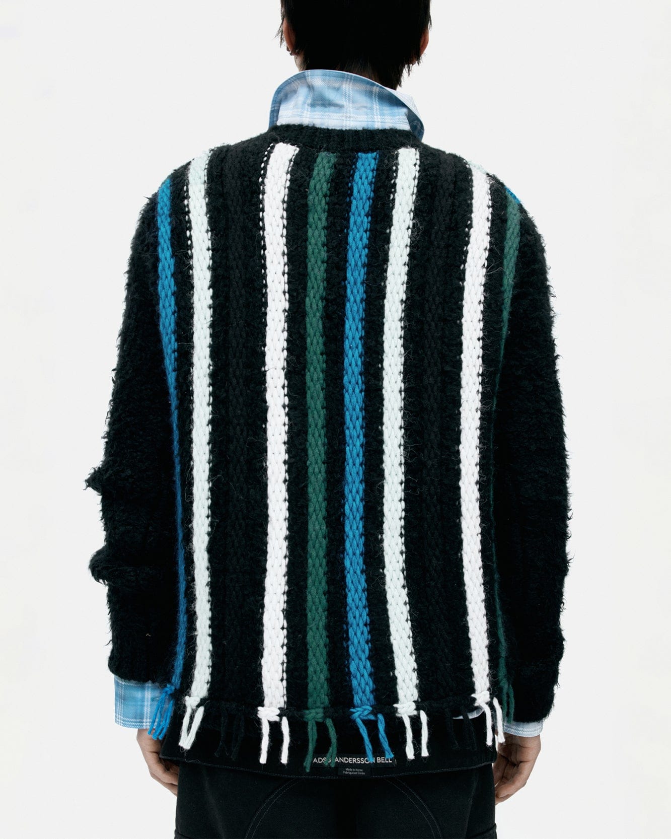 기타 UNISEX V-NECK REVERSE STRIPE SWEATER atb1350u(BLACK)