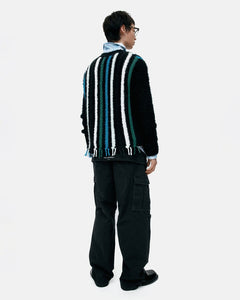 기타 UNISEX V-NECK REVERSE STRIPE SWEATER atb1350u(BLACK)
