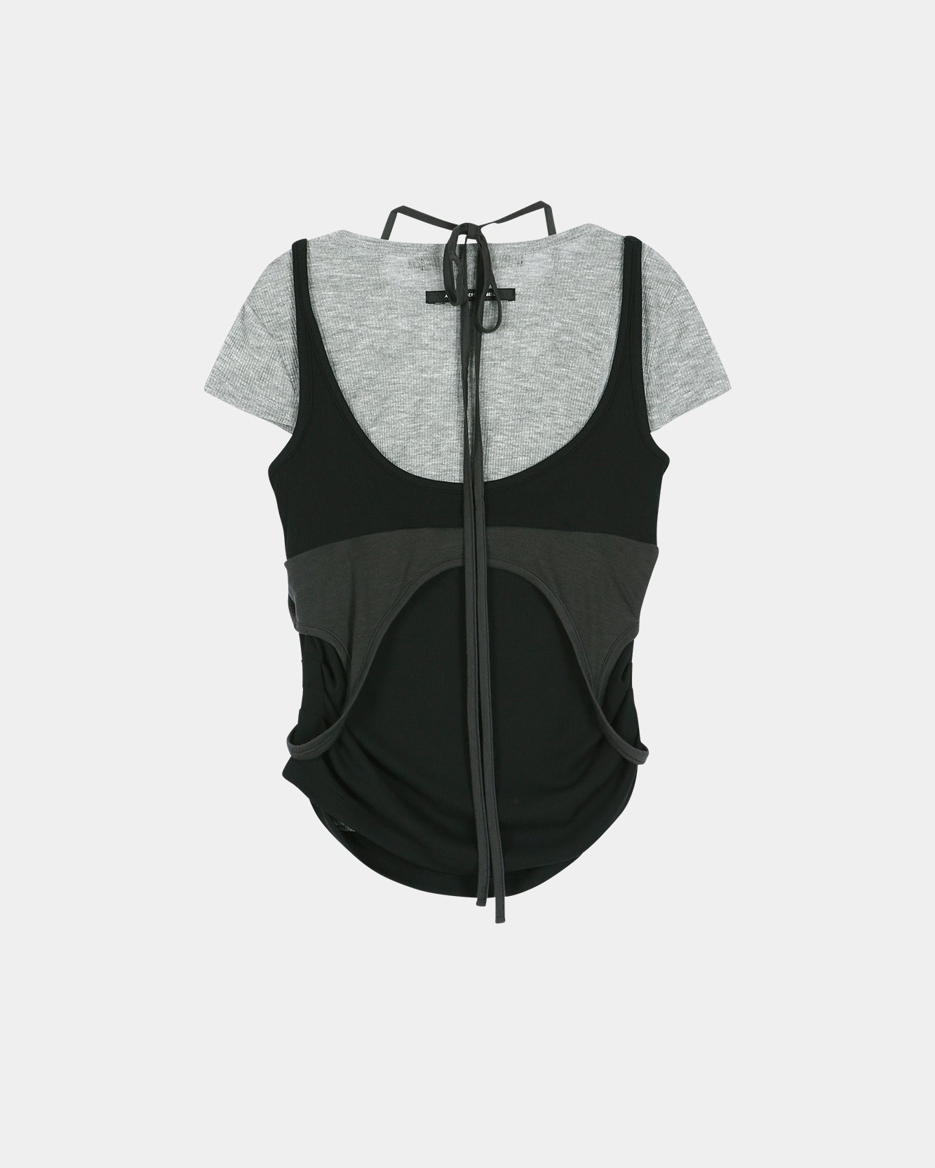 RESTOCK] UPSIDE-DOWN LAYERED T-SHIRT atb1556w(GREY/BLACK