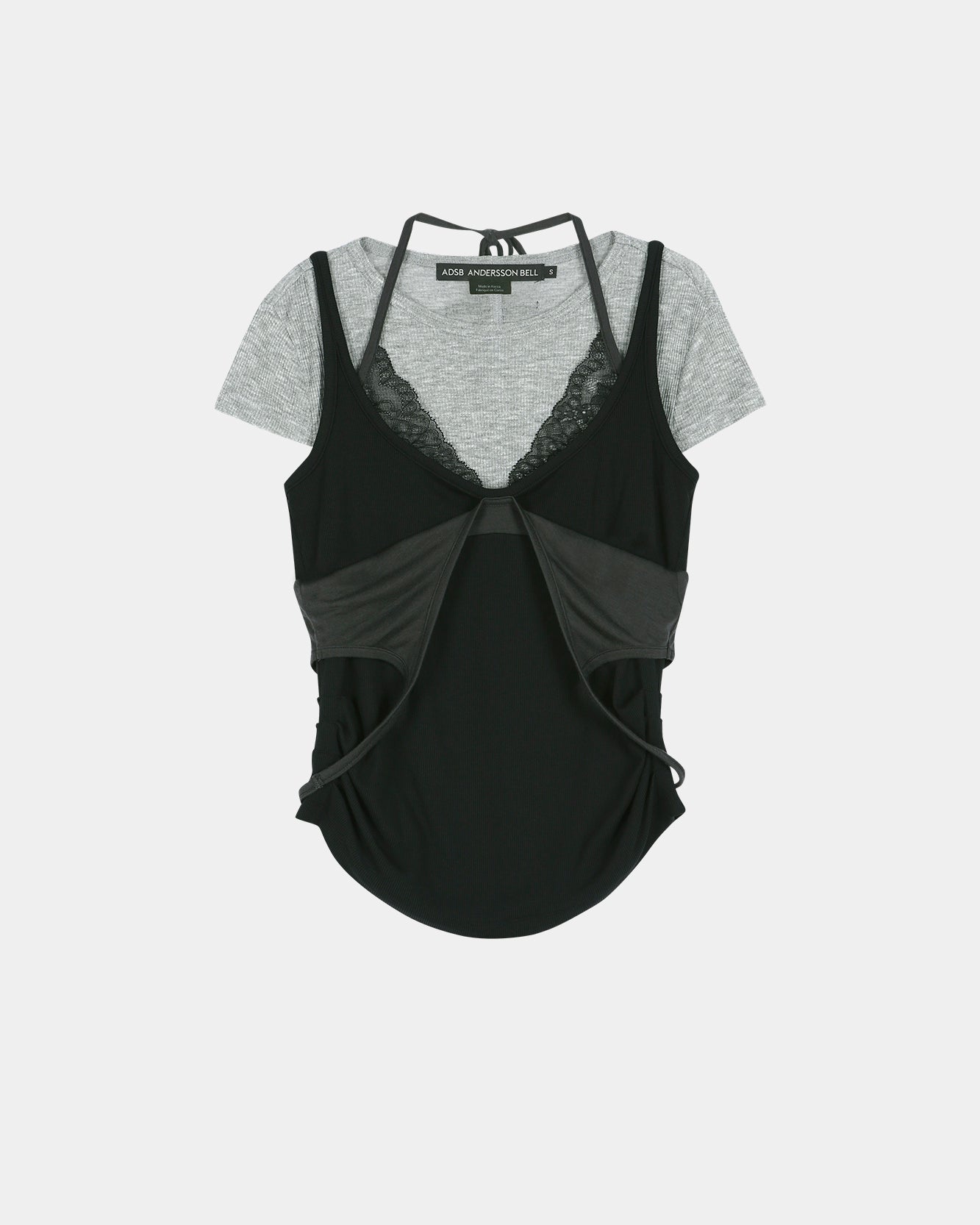 RESTOCK] UPSIDE-DOWN LAYERED T-SHIRT atb1556w(GREY/BLACK