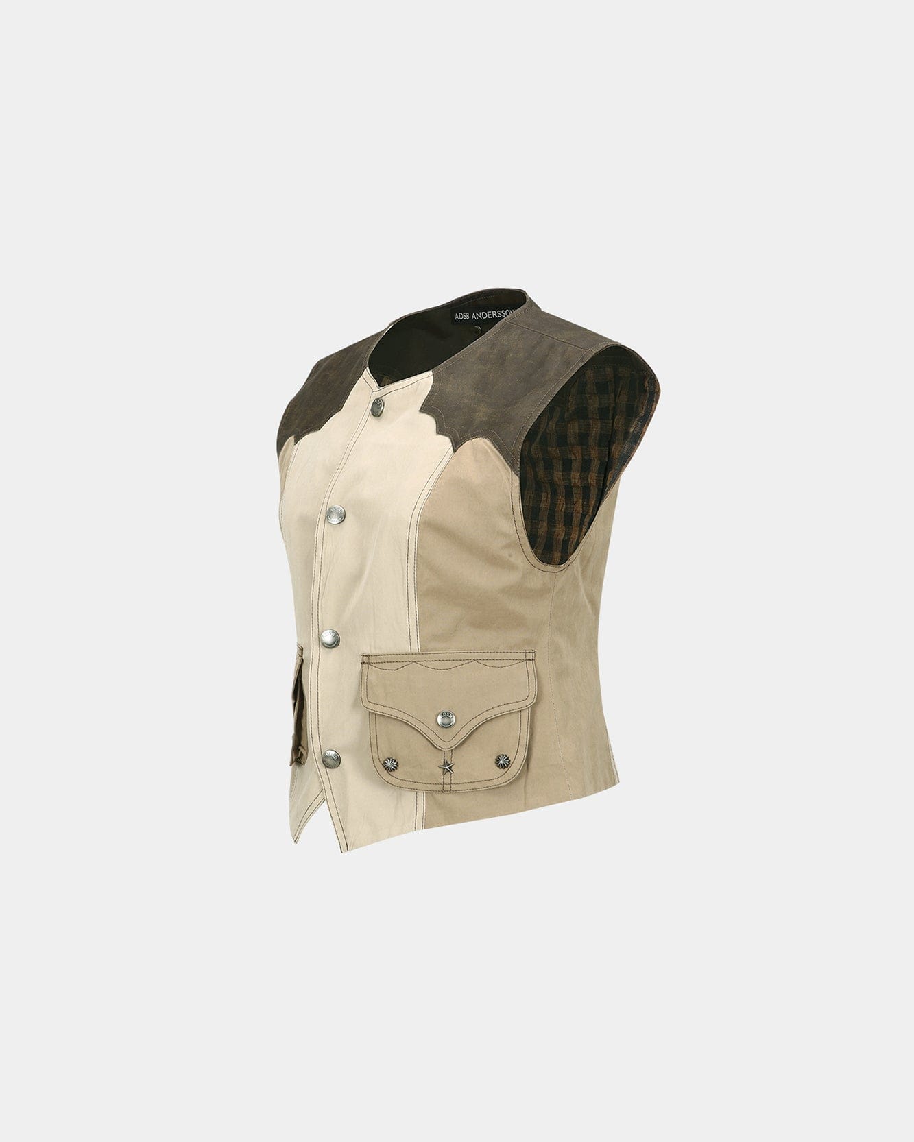 기타 WAXED RAW-EDGE VEST awa704w(BROWN)