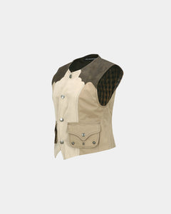 기타 WAXED RAW-EDGE VEST awa704w(BROWN)