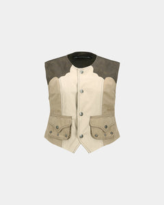 기타 WAXED RAW-EDGE VEST awa704w(BROWN)