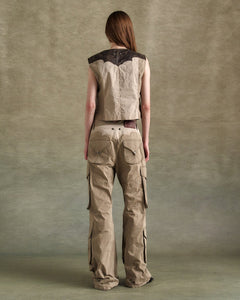 기타 WAXED RAW-EDGE VEST awa704w(BROWN)
